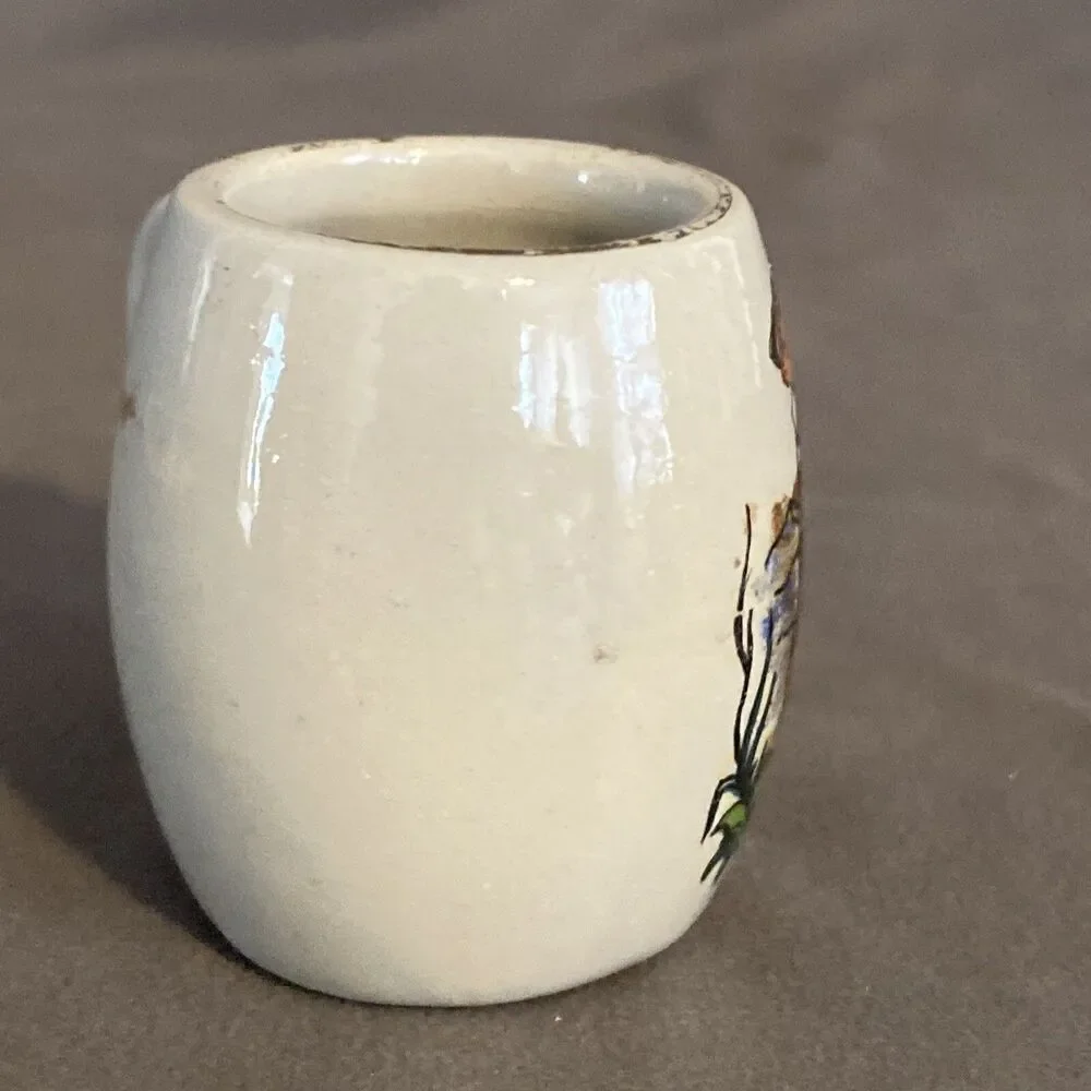 West Germany Stoneware Shot Glass Stein Mug With Handle Miniature Vintage